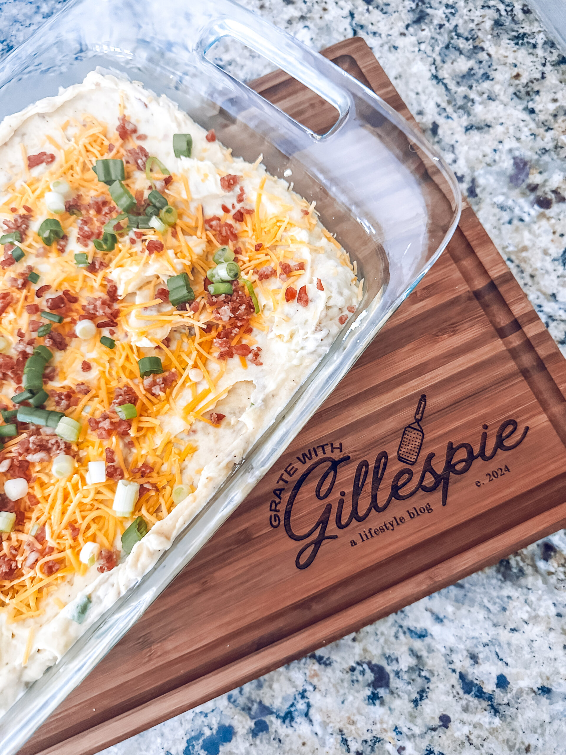 twice baked potato casserole on board